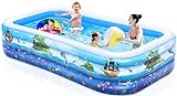 iBaseToy Aufblasbarer Pool - Groß Planschbecken für Kinder, Erwachsene, Babys und Kleinkinder, Family Pool Schwimmbecken für Outdoor, Garten, Sommerwasserparty - Aufblasbarer Kinderpool
