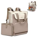 GOLF SUPAGS 25L Baby Wickelrucksack mit Tragbarer Wickelauflage und Kinderwagengurte, Lsoliertes Lunch Rucksack, Diaper Bag Babytasche Multifunktional für Mama und Papa (Champagnerfarben & Weiß)