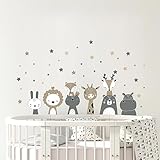 Tanlaby Safari Dschungel Tiere Wandtattoo Nordisches Tier Wandsticker Boho Grau Braun Waldland Giraffe Löwe Wandaufkleber für Kinder Babyzimmer Wohnzimmer Schlafzimmer Kinderzimmer Wanddekoration