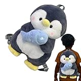 Yugugomo Plüsch Pinguin Rucksack, Niedlicher Gefüllter Kinderrucksack mit Kuscheltier Design, Nette Weicher Pinguin-geformte Backpack, Cartoon Animal Kinderrucksack für Outdoor & Schule