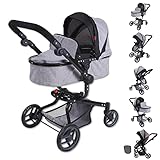 KNORRTOYS.COM 90987 - Puppenwagen Boonk - Stone, 52 cm, 59 x 42 x 80 cm