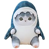 CBOSNF Hai Katze Plüschtier 25cm Niedlicher Hai Katze Plüsch Spielzeug Kawaii Katze Kuscheltier Hai Katze Kuscheltier Stofftier Hai Katze Plüschpuppe Katze Plüsch Geschenk für Kinder