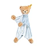 Steiff Schlaf Gut Bär Schmusetuch - 30 cm - Kuscheltuch Teddybär - Schmusetier für Babys - beige/blau (239588), Medium