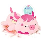 shownicer Wärmekissen Stofftier Kuh 1,7 KG Wärme-Kuscheltier Kuh Erwärmen in der Mikrowelle Wärmendes Plüschkissen Gewichtstiere Plüschtier Kuh Geschenk für Erwachsene Kinder 3+ Jahre (Rosa, 50cm)
