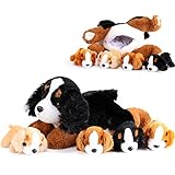 5 Stück Kuscheltiere Mama Hundebauch mit 4 Niedlichen Plüschtier Hunde Spielzeug Kissen Weich und Kuschelig Stofftiere Welpen Sortiment für Geburtstag (Sennenhund )