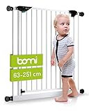 BOMI variables Schutzgitter Mira | Ohne Bohren | Schließt automatisch | Kindergitter Metall-Türschutzgitter weiß ohne Bohren | Automatisches Schließen des Türgitters | Breite: 123-131 cm