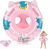 Keaistar Baby Schwimmring, Cartoon Baby Schwimmring ab 6 Monate bis 36 Monate mit PVC Schwimmsitz, Schwimmreifen Schwimmhilfe Baby Babyschwimmring Jungen Mädchen (Rosa Elefant)