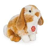 Teddy Hermann 93723 Hase Widder-Kaninchen sitzend hellbraun/weiß gescheckt 20 cm, Kuscheltier, Plüschtier mit recycelter Füllung