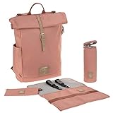LÄSSIG Wickeltasche, Wickelunterlage, Kinderwagenbefestigung, Flaschenhalter nachhaltig produziert/GRE Rolltop Backpack, Braun (Cinnamon)