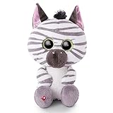 NICI 46951 Original – Glubschis Mankalita 25 cm – Kuscheltier Zebra mit großen Augen – Flauschiges Plüschtier mit Glitzeraugen – Schmusetier für Kuscheltierliebhaber, weiß/grau, 9 cm