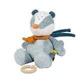 Nattou Aktiv-Kuscheltier aus Polyester, Mit Musik und Silikonring, Dachs Felix, Ca. 30 cm, Felix und Leo, Hellblau