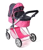 Bayer Chic 2000® 2in1 Puppenwagen Mila – Konfetti pink – höhenverstellbarer Griff 39-72 cm – modernes Gestell – Puppen bis 50 cm – 3-7 J.