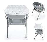 Petite&Mars Wickelkombi SPA 3in1 mit Badewannenaufsatz * Mobiler Bade-Wickeltisch faltbar | Wickelkommode Wickelauflage pflegeleicht * Wickeltisch mit Badewanne * kompakt (GREY)