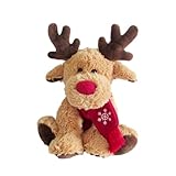 Knowlife Elch Kuscheltier Weihnachten, 30cm Süßes Elch Plüschtier, Weihnachten Rentier Rot, Elchpuppe Stoffspielzeug Für Kinder, Familie Und Freunde Geschenk, Weihnachtsdekoration Heimdekoration