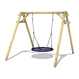 WICKEY Kinderschaukel Schaukelgestell Smart Rush - Nestschaukel & Gestell Holz, Outdoor Schaukelgerüst, Einzelschaukel, Holzschaukel für Kinder im Garten