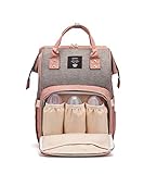 PULUSI 20-35L Wickeltasche Rucksack, multifunktionale Oxford wasserdichte Mutterschaft Baby Stillwindel Rucksack für Mama/Papa auf Reisen, groß & stilvoll & langlebig Staub/27x21x42cm