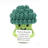 Lustige Positives Gestricktes Spielzeug brokkoli wichtel kuscheltie Kreative Positive Broccoli Puppe gestrickte Puppe mit Positivitätskarte Freundin Geschenke für Freundin Frauen (Brokkoli)