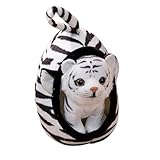 AQCQDQ Leopard Plüschtier, Realistische Löwe Tiger Schwarzer Panther Schneeleopard Plüschtier,Giraffe Plüschtier Plüschtiere,Wurfkissen Flauschiger Spielzeug Geschenk für Kinder (18 cm,Weißer Tiger)