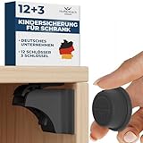 Hoffenbach Magnetische Kindersicherung 12 Schlösser + 3 Schlüssel – Schranksicherung & Schubladensicherung ohne Bohren – Unsichtbarer Magnetverschluss – Schwarz