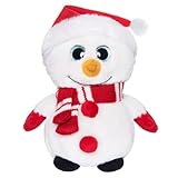 My OLi 7inch/17.7cm Schneemann Weihnachts-Plüschtier - Weiches Schneemann Kuscheltier mit Schal - Festliches Geschenk & Deko für Kinder