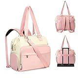 Fexkean Baby Wickeltasche Rucksack Handtasche mit wasserdicher Wickelunterlage,Verstellbare Schultergurt multifunktionale Umhängetasche Reisetasche für Unterwegs(Pink&Beige)