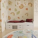 Juskys Funktionsbett Nalu 90x200 cm - Holz Bett mit Lattenrost & Schubladen - Stauraumbett für Kinder - Jugendbett, Kinderbett, Gästebett - Weiß
