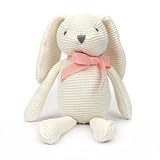 FLUFFYFUN 100% Bio-Baumwolle Hase Kuscheltier Baby Weiß 18cm, stofftier für Neugeborene