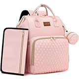 ROSEGIN Wickeltasche Rucksack Großer Wickelrucksack mit Wickelunterlage, Isoliertaschen & Kinderwagenbefestigung, Wasserdicht & Leicht, Babytasche für Mama und Papa, Rosa