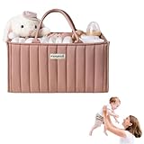 runpeak Wickelkorb Organizer - Baby Wickeltasche Organizer, Wickelorganizer Zuhause mit Herausnehmbaren Fächern, Diaper Bag für Neugeborene und Windelstation, Windeltasche für Unterwegs (Pink)