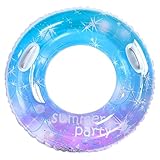 WIKIMO Schwimmreifen Erwachsene, Aufblasbarer Schwimmring Mit Griff, 80x38 cm Transparenter Schwimmringe für Pool Sandstrand Draußen Blau Geeignet für Personen ab 14 Jahren