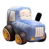 champracer Auto Plüsch Traktor Gefüllte Kissen,Plüschtier mit Cartoonauto, Simulation,Kuscheltier Kraftfahrzeuge Puppe,Weiches Schmusetier für Mädchen, Jungen, Babys (40cm,Blauer Traktor)