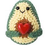 Avocado Kuscheltier Pocket Hug Glücksbringer Kuscheltier mit Herz & 2pcs 30mm Edelstahl Münzen, Positive Geschenke Mutmacher Kinder, Trost Geschenke & Süße Geschenkes zum Geburtstag, Gute Besserung G