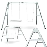HyperMotion Frame Swing HYP19 Kinderschaukel Outdoor - Schaukelgestell aus Stahl, 310x189x192 cm, Belastbar bis 200 kg, Wetterbeständig, Für 3 Personen - Ab 3 Jahren