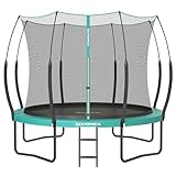 SONGMICS Federloses Trampolin Ø 305 cm, Trampolin Outdoor für Kinder, elastische Seile, Sicherheitsnetz mit Reißverschluss, Glasfaserstangen, sicher, geräuscharm, seeblau STR106Q01