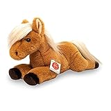Teddy Hermann 90265 Pferd liegend 34 cm, Kuscheltier, Plüschtier mit recycelter Füllung
