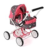 Bayer Chic 2000® Puppenwagen Smarty – Butterfly Koralle– Zusammenklappbar – Mit Verdeck, Tasche, Kissen & Decke – Griffhöhe 56 cm – Für Kinder ab 2 Jahren