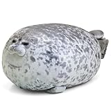 SiSfeL Seal Plush Toy,Niedliches Siegelkissen,Graue Robbe Kuscheltier Plüschtier-Schlafkissenspielzeug,Seal Plüschtier Stofftier,Chubby Blob Seal Pillow Cushion für Kinder Erwachsene(30cm)