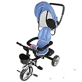 YIZHE 4 in 1 Kinderdreirad Tricycle für Kinder ab 12 Monate bis 5 Jahren mit Abnehmbarer Sonnendach&Schubstange Dreiräder,Jogger, mit Dachfenster, Sicherheitsgurte, Freilaufrad