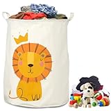 60L Wäschekorb Aufbewahrungskorb Kinder Faltbar Kinderzimmerkorb, Wäschekorb mit Löwen-Motiv aus Korb Aufbewahrung Wasserdichte-Spielzeugkorb, Wäschesack für Kinder, Kleidung