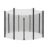 SONGMICS Ersatznetz für rundes Trampolin, Ø 305 cm, Sicherheitsnetz für 8 gerade Pfosten, rundes Netz, schwarz STN10FT