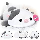 Mewaii Weighted Plüsch Grau Kuh Kuscheltier 58cm,1.8kg (4.0 lbs) Kawaii Plüschtiere für Kinder,Komfortabel und Kuschelig, Kuscheltiere für Frauen und Männer