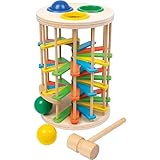 small foot Klopfkugelturm XL aus Holz, lustiges Klopfspiel mit DREI Kugeln und einem Hammer, ab 12 Monaten, 6569