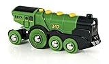 BRIO World 33593 Grüner Gustav elektrische Lok - Batterie-Lokomotive mit Licht & Sound - Kleinkinderspielzeug empfohlen ab 3 Jahren