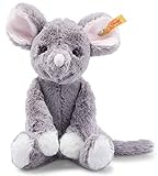 Steiff Ratte Mia Maus, Original Plüschtier 20 cm, Plüschmaus, Kuscheltier für Kinder, Soft Cuddly Friends, Schmusetier zum Spielen & Kuscheln, beweglich & waschbar, Stofftier grau (056376)