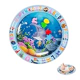 Asitanie Wasserspielmatte Baby,Wassermatte,Auslaufsicher Wassermatte Baby bpa frei,Geeignet für Babys im Alter von 3,6 und 9 Monaten,Die Wasserspielmatte bringt Kindern viel Spaß(60×60cm,Delphin)