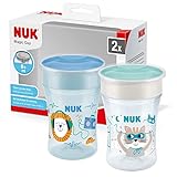 NUK Magic Cup Trinklernbecher | 8+ Monate | 230 ml | auslaufsicherer 360°-Trinkrand | BPA-frei | blau | 2 Stück