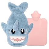 Wärmflasche mit Bezug 1 liter, Wärmflasche Flauschig, Wärmflasche Klein, Warmflasche mit Flauschig Bezug, Wärmflasche Kuschelig für Kinder & Erwachsene - Geschenke für Frauen