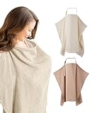 Ruonfash 2 Stück Stilltuch für Unterwegs, Baumwolle Stillschal mit Verstellbarem Riemen, Starrem Reifen, Weicher und Atmungsaktiver für Unterwegs (khaki, Kaffee)