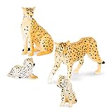 Terra Gepard Familie Tiere Figuren – 2 großen Geparde und 2 Jungen – Tierfiguren Spielzeug für Kinder ab 3 Jahren (4 Teile)