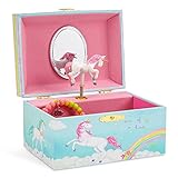 Jewelkeeper - Spieluhr Schmuckkästchen für Mädchen mit drehendem Einhorn, Regenbogen Design - The Unicorn Melodie